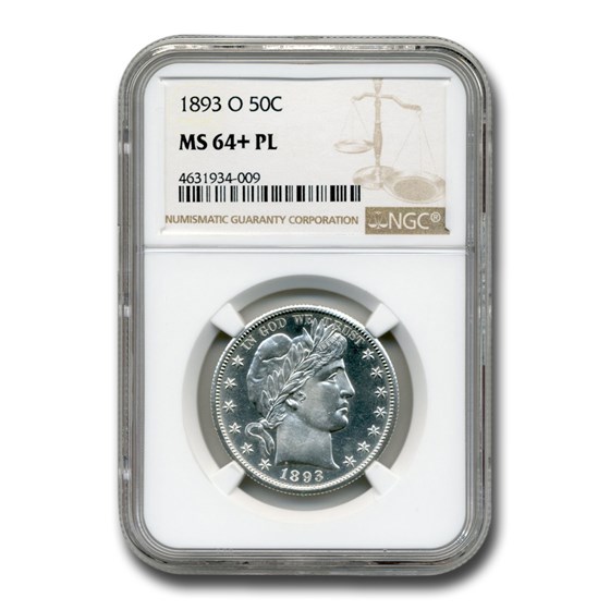 1893-O Barber Half Dollar MS-64+ NGC (PL) 1893-O Barber Half Dollar MS-64+ NGC (PL)